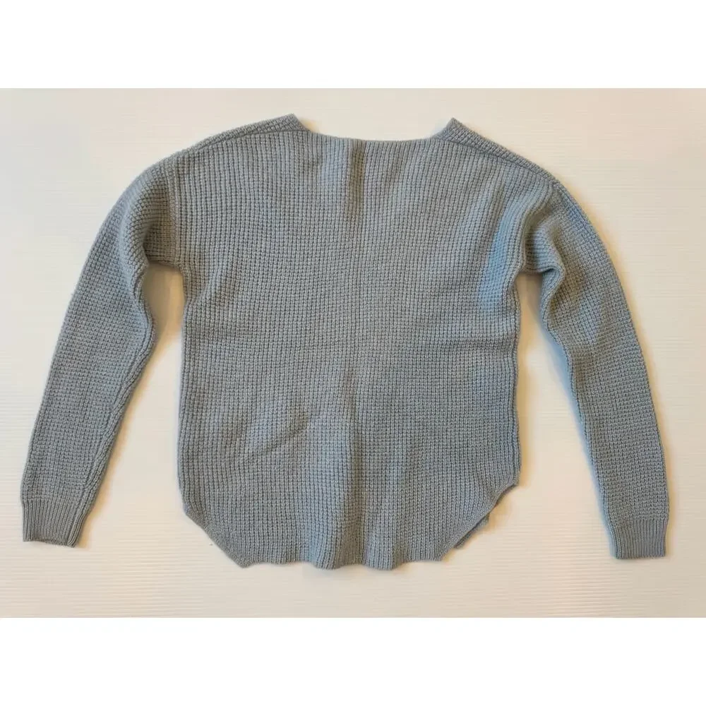 Aritzia Wilfred Free Wolter Merino Wool Waffle Knit Sweater Light Blue S Cozy - Picture 12 of 14